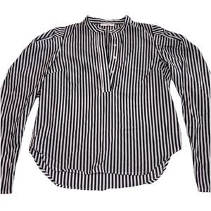 Karlie Black and White Striped Long Sleeve Blouse